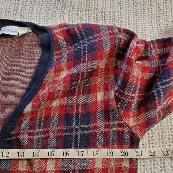 Vtg 90s First Issue Tartan Plaid Knit Cardigan Sweater Womens Size Large - Picture 5 of 7